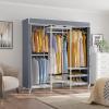 imageVIPEK V5C Heavy Duty Covered Clothes Rack Portable Bedroom Armoires Rack Black Metal Clothing Rack with Black Cover Adjustable Custom Freestanding Closet Wardrobe Max Load 800LBSWhite Rack With Grey Cover
