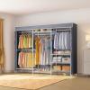 imageVIPEK V5C Heavy Duty Covered Clothes Rack Portable Bedroom Armoires Rack Black Metal Clothing Rack with Black Cover Adjustable Custom Freestanding Closet Wardrobe Max Load 800LBSWhite Rack With Grey Cover