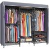 imageVIPEK V5C Heavy Duty Covered Clothes Rack Portable Bedroom Armoires Rack Black Metal Clothing Rack with Black Cover Adjustable Custom Freestanding Closet Wardrobe Max Load 800LBSBlack Rack With Grey Cover