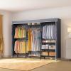 imageVIPEK V5C Heavy Duty Covered Clothes Rack Portable Bedroom Armoires Rack Black Metal Clothing Rack with Black Cover Adjustable Custom Freestanding Closet Wardrobe Max Load 800LBSBlack Rack With Grey Cover