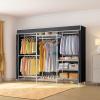 imageVIPEK V5C Heavy Duty Covered Clothes Rack Portable Bedroom Armoires Rack Black Metal Clothing Rack with Black Cover Adjustable Custom Freestanding Closet Wardrobe Max Load 800LBSWhite Rack With Black Cover