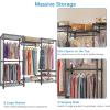 imageVIPEK V5C Heavy Duty Covered Clothes Rack Portable Bedroom Armoires Rack Black Metal Clothing Rack with Black Cover Adjustable Custom Freestanding Closet Wardrobe Max Load 800LBSBlack Rack With Grey Cover