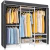 imageVIPEK V5C Heavy Duty Covered Clothes Rack Portable Bedroom Armoires Rack Black Metal Clothing Rack with Black Cover Adjustable Custom Freestanding Closet Wardrobe Max Load 800LBSWhite Rack With Black Cover