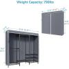 imageVIPEK V5C Heavy Duty Covered Clothes Rack Portable Bedroom Armoires Rack Black Metal Clothing Rack with Black Cover Adjustable Custom Freestanding Closet Wardrobe Max Load 800LBSBlack Rack With Grey Cover