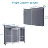 imageVIPEK V5C Heavy Duty Covered Clothes Rack Portable Bedroom Armoires Rack Black Metal Clothing Rack with Black Cover Adjustable Custom Freestanding Closet Wardrobe Max Load 800LBSWhite Rack With Grey Cover