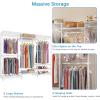 imageVIPEK V5C Heavy Duty Covered Clothes Rack Portable Bedroom Armoires Rack Black Metal Clothing Rack with Black Cover Adjustable Custom Freestanding Closet Wardrobe Max Load 800LBSWhite Rack With Black Cover