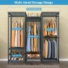 imageVIPEK V5C Heavy Duty Covered Clothes Rack Portable Bedroom Armoires Rack Black Metal Clothing Rack with Black Cover Adjustable Custom Freestanding Closet Wardrobe Max Load 800LBSBlack Rack With Grey Cover