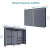 imageVIPEK V5C Heavy Duty Covered Clothes Rack Portable Bedroom Armoires Rack Black Metal Clothing Rack with Black Cover Adjustable Custom Freestanding Closet Wardrobe Max Load 800LBSBlack Rack With Grey Cover