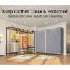 imageVIPEK V5L Garment Rack Heavy Duty Clothes Racks with Dimmable LED Light 3000K Warm White Portable Closet Wardrobe Freestanding Metal Clothing Racks for Hanging Clothes Max Load 890lbs BlackBlack Rack With Grey Cover