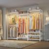 imageVIPEK V5L Garment Rack Heavy Duty Clothes Racks with Dimmable LED Light 3000K Warm White Portable Closet Wardrobe Freestanding Metal Clothing Racks for Hanging Clothes Max Load 890lbs BlackWhite Rack With Warm White Light