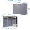 imageVIPEK V5L Garment Rack Heavy Duty Clothes Racks with Dimmable LED Light 3000K Warm White Portable Closet Wardrobe Freestanding Metal Clothing Racks for Hanging Clothes Max Load 890lbs BlackWhite Rack With Grey Cover