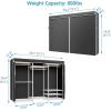 imageVIPEK V5L Garment Rack Heavy Duty Clothes Racks with Dimmable LED Light 3000K Warm White Portable Closet Wardrobe Freestanding Metal Clothing Racks for Hanging Clothes Max Load 890lbs BlackWhite Rack With Black Cover