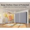imageVIPEK V5L Garment Rack Heavy Duty Clothes Racks with Dimmable LED Light 3000K Warm White Portable Closet Wardrobe Freestanding Metal Clothing Racks for Hanging Clothes Max Load 890lbs BlackWhite Rack With Grey Cover
