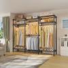 imageVIPEK V5L i1 Garment Rack Heavy Duty Clothes Rack with Dimmable LED Lights 3000K Warm White Metal Clothing Racks for Hanging Clothes Large Freestanding Wardrobe Closet for Bedroom BlackBlack Rack with Warm White Light