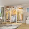 imageVIPEK V5L i1 Garment Rack Heavy Duty Clothes Rack with Dimmable LED Lights 3000K Warm White Metal Clothing Racks for Hanging Clothes Large Freestanding Wardrobe Closet for Bedroom BlackWhite Rack with Warm White Light