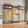 imageVIPEK V5L i1 Garment Rack Heavy Duty Clothes Rack with Dimmable LED Lights 3000K Warm White Metal Clothing Racks for Hanging Clothes Large Freestanding Wardrobe Closet for Bedroom BlackBlack