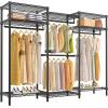 imageVIPEK V5L i1 Garment Rack Heavy Duty Clothes Rack with Dimmable LED Lights 3000K Warm White Metal Clothing Racks for Hanging Clothes Large Freestanding Wardrobe Closet for Bedroom BlackBlack
