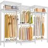 imageVIPEK V5L i1 Garment Rack Heavy Duty Clothes Rack with Dimmable LED Lights 3000K Warm White Metal Clothing Racks for Hanging Clothes Large Freestanding Wardrobe Closet for Bedroom BlackWhite