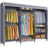 imageVIPEK V5C Heavy Duty Covered Clothes Rack Portable Bedroom Armoires Rack Black Metal Clothing Rack with Black Cover Adjustable Custom Freestanding Closet Wardrobe Max Load 800LBSBlack Rack With Grey Cover