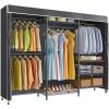 imageVIPEK V5C Heavy Duty Covered Clothes Rack Portable Bedroom Armoires Rack Black Metal Clothing Rack with Black Cover Adjustable Custom Freestanding Closet Wardrobe Max Load 800LBSBlack Rack With Black Cover