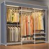 imageVIPEK V5L Garment Rack Heavy Duty Clothes Racks with Dimmable LED Light 3000K Warm White Portable Closet Wardrobe Freestanding Metal Clothing Racks for Hanging Clothes Max Load 890lbs BlackWhite Rack With Grey Cover