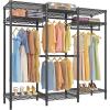 imageVIPEK V5L i1 Garment Rack Heavy Duty Clothes Rack with Dimmable LED Lights 3000K Warm White Metal Clothing Racks for Hanging Clothes Large Freestanding Wardrobe Closet for Bedroom BlackBlack