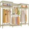 imageVIPEK V5L i1 Garment Rack Heavy Duty Clothes Rack with Dimmable LED Lights 3000K Warm White Metal Clothing Racks for Hanging Clothes Large Freestanding Wardrobe Closet for Bedroom BlackGold