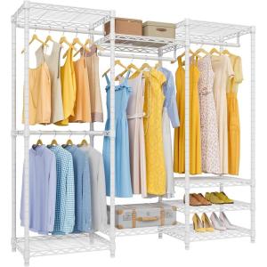 imageVIPEK V5 Plus Large Portable Closet Rack Freestanding Wardrobe Closet MultiFunctional Clothes Rack Heavy Duty Metal Clothing Rack for Hanging Clothes 854quot L x 157quot W x 764quot H BlackWhite
