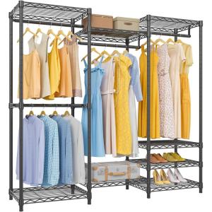 imageVIPEK V5 Plus Large Portable Closet Rack Freestanding Wardrobe Closet MultiFunctional Clothes Rack Heavy Duty Metal Clothing Rack for Hanging Clothes 854quot L x 157quot W x 764quot H BlackBlack