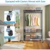imageVIPEK Heavy Duty Garment Rack With Wheels Adjustable Portable Closet For Hanging Clothes Metal Rolling Clothing Rack With Basket BlackBlack