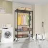 imageVIPEK Heavy Duty Garment Rack With Wheels Adjustable Portable Closet For Hanging Clothes Metal Rolling Clothing Rack With Basket BlackBlack