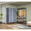 imageVIPEK Heavy Duty Garment Rack With Wheels Adjustable Portable Closet For Hanging Clothes Metal Rolling Clothing Rack With Basket BlackBlack Rack with Gray Cover