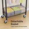 imageVIPEK R1 Rolling Clothes Rack with Jewelry Pegboards Organizer ampamp Lockable Wheels ampamp Removable Baskets Heavy Duty Portable Closet Metal Garment Rack for ApartmentDorms Ideal for Small Space Black