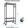 imageVIPEK R3 Plus Rolling Clothes Rack with Locking Wheels Portable Closet for Hanging Clothes Heavy Duty Garment Rack with Adjustable Shelves and Side Hooks Metal Wardrobe for Home Storage BlackBlack