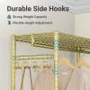 imageVIPEK R3 Plus Rolling Clothes Rack with Locking Wheels Portable Closet for Hanging Clothes Heavy Duty Garment Rack with Adjustable Shelves and Side Hooks Metal Wardrobe for Home Storage BlackGold