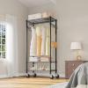imageVIPEK R3 Plus Rolling Clothes Rack with Locking Wheels Portable Closet for Hanging Clothes Heavy Duty Garment Rack with Adjustable Shelves and Side Hooks Metal Wardrobe for Home Storage BlackBlack