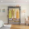 imageVIPEK R3 Plus Rolling Clothes Rack with Locking Wheels Portable Closet for Hanging Clothes Heavy Duty Garment Rack with Adjustable Shelves and Side Hooks Metal Wardrobe for Home Storage BlackBlack