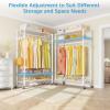 imageVIPEK R3 Plus Rolling Clothes Rack with Locking Wheels Portable Closet for Hanging Clothes Heavy Duty Garment Rack with Adjustable Shelves and Side Hooks Metal Wardrobe for Home Storage BlackWhite