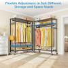 imageVIPEK R3 Plus Rolling Clothes Rack with Locking Wheels Portable Closet for Hanging Clothes Heavy Duty Garment Rack with Adjustable Shelves and Side Hooks Metal Wardrobe for Home Storage BlackBlack