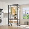 imageVIPEK R3 Plus Rolling Clothes Rack with Locking Wheels Portable Closet for Hanging Clothes Heavy Duty Garment Rack with Adjustable Shelves and Side Hooks Metal Wardrobe for Home Storage BlackBlack