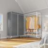 imageVIPEK R3C Rolling Clothes Rack with Cover Portable Closet for Hanging Clothes Heavy Duty Garment Rack Freestanding Clothing Racks with Wheelsampamp Hanging Rod Black Closet Racks with Black CoverWhite Rack with Gray Cover
