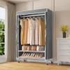 imageVIPEK R3C Rolling Clothes Rack with Cover Portable Closet for Hanging Clothes Heavy Duty Garment Rack Freestanding Clothing Racks with Wheelsampamp Hanging Rod Black Closet Racks with Black CoverWhite Rack with Gray Cover