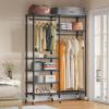 imageVIPEK R4 Garment Racks Heavy Duty Clothes Rack 620lb Capacity Metal Frame Rolling Lockable Wheels ampamp 6 Tiers Adjustable Height Shelves ampamp Hanger Rods Sturdy Wardrobe Closet for Home Storage BlackBlack