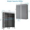 imageVIPEK R4 Garment Racks Heavy Duty Clothes Rack 620lb Capacity Metal Frame Rolling Lockable Wheels ampamp 6 Tiers Adjustable Height Shelves ampamp Hanger Rods Sturdy Wardrobe Closet for Home Storage BlackBlack Rack with Grey Cover