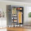 imageVIPEK R4 Garment Racks Heavy Duty Clothes Rack 620lb Capacity Metal Frame Rolling Lockable Wheels ampamp 6 Tiers Adjustable Height Shelves ampamp Hanger Rods Sturdy Wardrobe Closet for Home Storage BlackBlack Rack with Grey Cover