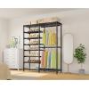 imageVIPEK S2 Heavy Duty Clothes Rack with Shoe Shelves Freestanding Clothing Rack with 6Tier Shoe Rack Double Hanging Rod Adjustable Shelf Walk in Closet Organizer Garment Rack BlackBlack