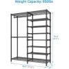 imageVIPEK S2 Heavy Duty Clothes Rack with Shoe Shelves Freestanding Clothing Rack with 6Tier Shoe Rack Double Hanging Rod Adjustable Shelf Walk in Closet Organizer Garment Rack BlackBlack