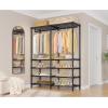imageVIPEK S2 Heavy Duty Clothes Rack with Shoe Shelves Freestanding Clothing Rack with 6Tier Shoe Rack Double Hanging Rod Adjustable Shelf Walk in Closet Organizer Garment Rack BlackBlack