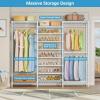 imageVIPEK S3 Heavy Duty Garment Rack Freestanding Clothes Rack Closet Storage Organizer Large Wardrobe with 6Tier Shoe Rack Hanging Rod Adjustable Shelf 689quot L x 157quot W x 764quot H BlackWhite Rack With Grey Cover