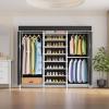 imageVIPEK S3 Heavy Duty Garment Rack Freestanding Clothes Rack Closet Storage Organizer Large Wardrobe with 6Tier Shoe Rack Hanging Rod Adjustable Shelf 689quot L x 157quot W x 764quot H BlackWhite Rack With Black Cover